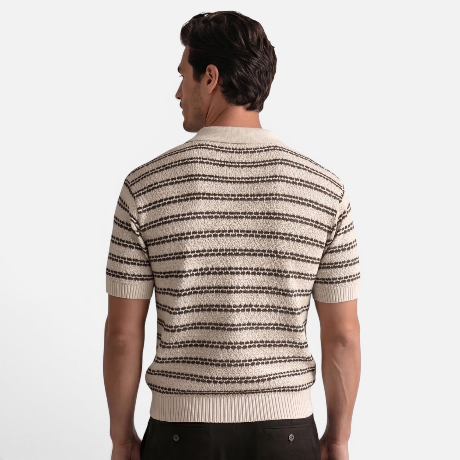 Vellouran | Men's Striped Knit Polo Shirt