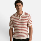 Vellouran | Men's Striped Knit Polo Shirt