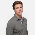 Vellouran | Men's Polo Long Sleeve Checkered Collar Pocket Detail