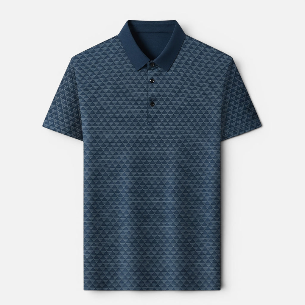 Vellouran | Men's Polo Shirt - Geometric Textured Short Sleeve