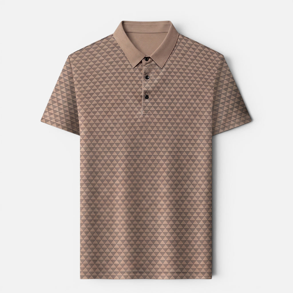 Vellouran | Men's Polo Shirt - Geometric Textured Short Sleeve
