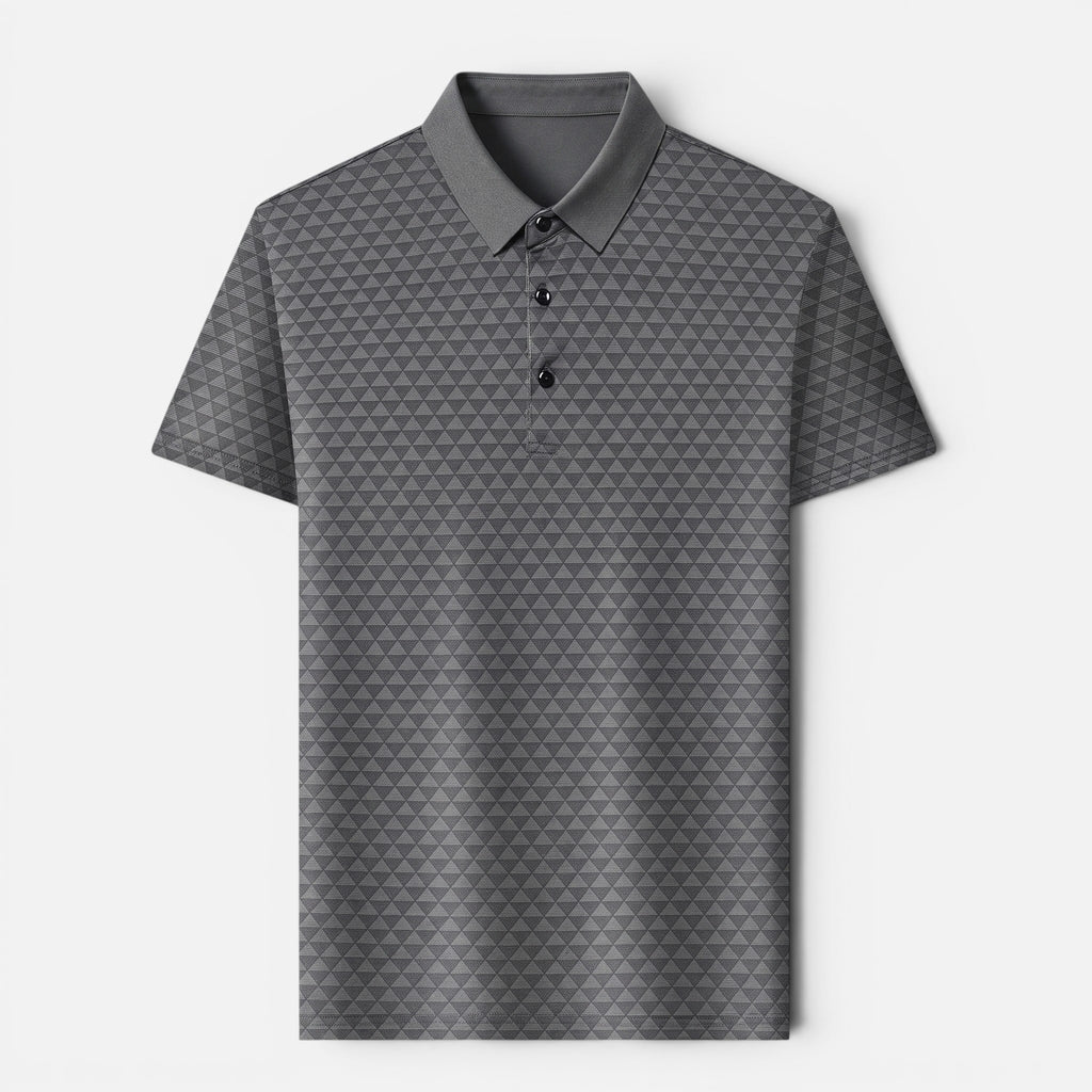Vellouran | Men's Polo Shirt - Geometric Textured Short Sleeve