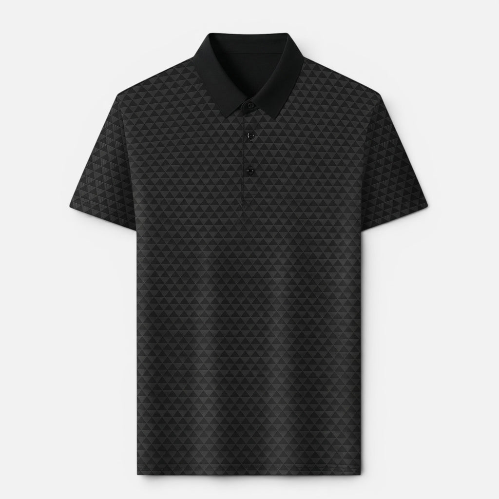 Vellouran | Men's Polo Shirt - Geometric Textured Short Sleeve