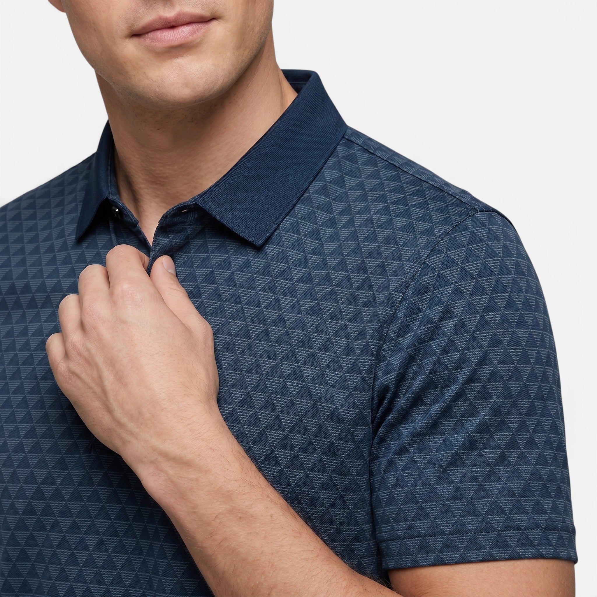 Vellouran | Men's Polo Shirt - Geometric Textured Short Sleeve