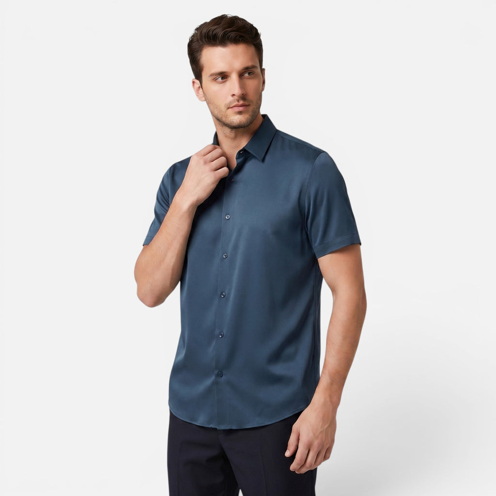 Vellouran | Men's Relaxed Silk Shirt Casual Smart Style