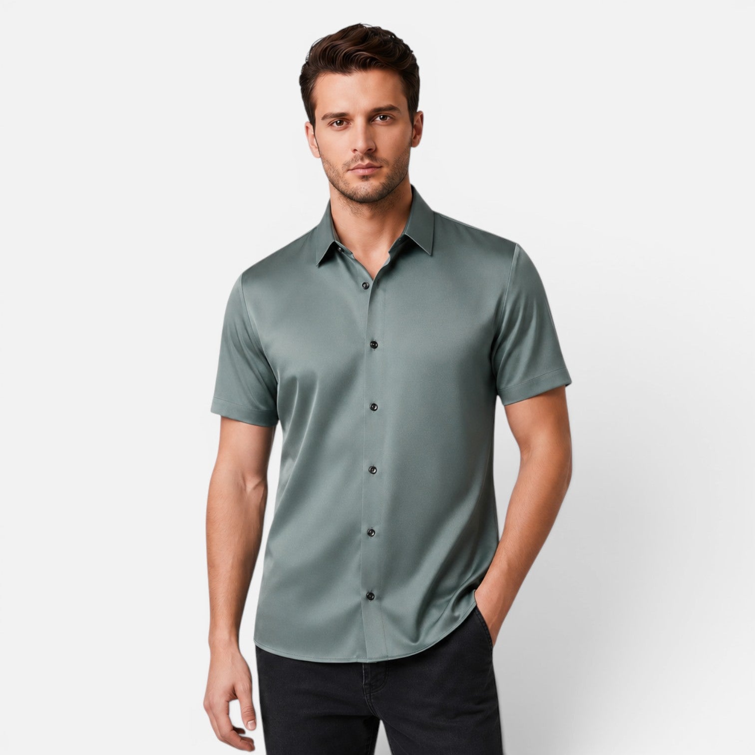 Vellouran | Men's Relaxed Silk Shirt Casual Smart Style