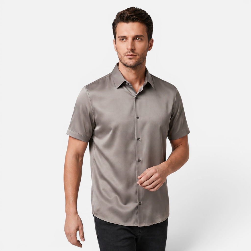 Vellouran | Men's Relaxed Silk Shirt Casual Smart Style