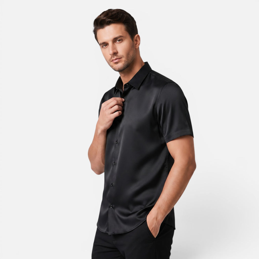Vellouran | Men's Relaxed Silk Shirt Casual Smart Style