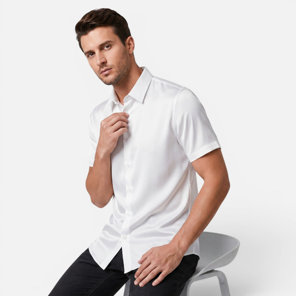 Vellouran | Men's Relaxed Silk Shirt Casual Smart Style