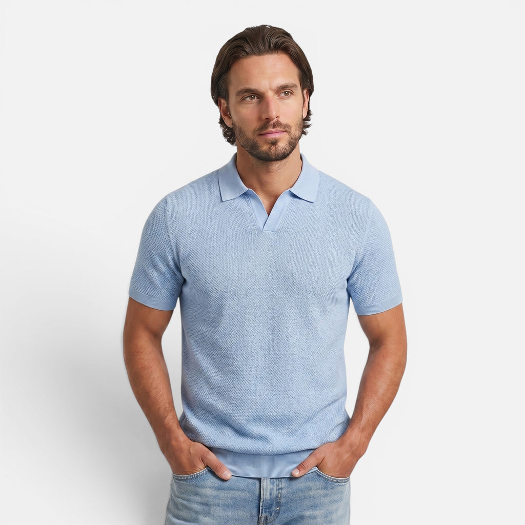 Vellouran | Men's Slim Fit Knit Polo Shirt Lightweight Breathable Wear
