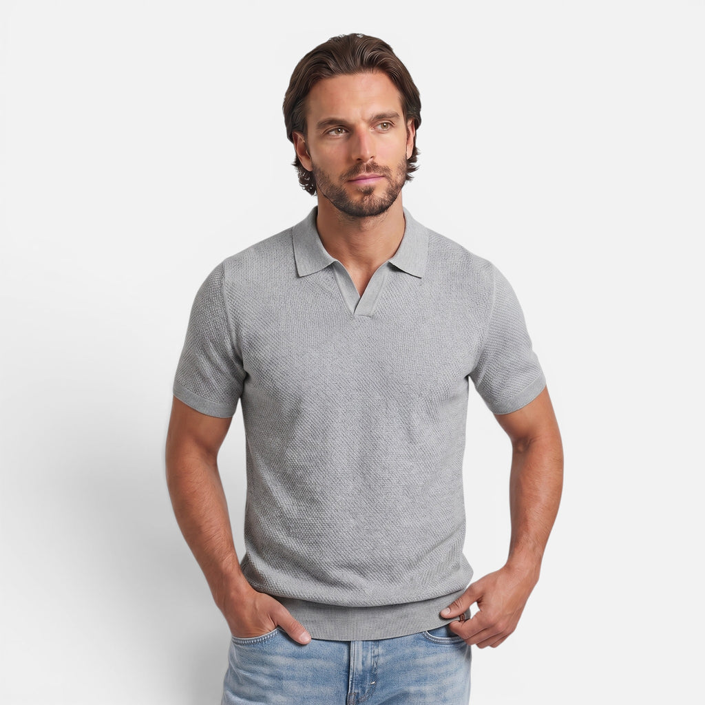 Vellouran | Men's Slim Fit Knit Polo Shirt Lightweight Breathable Wear