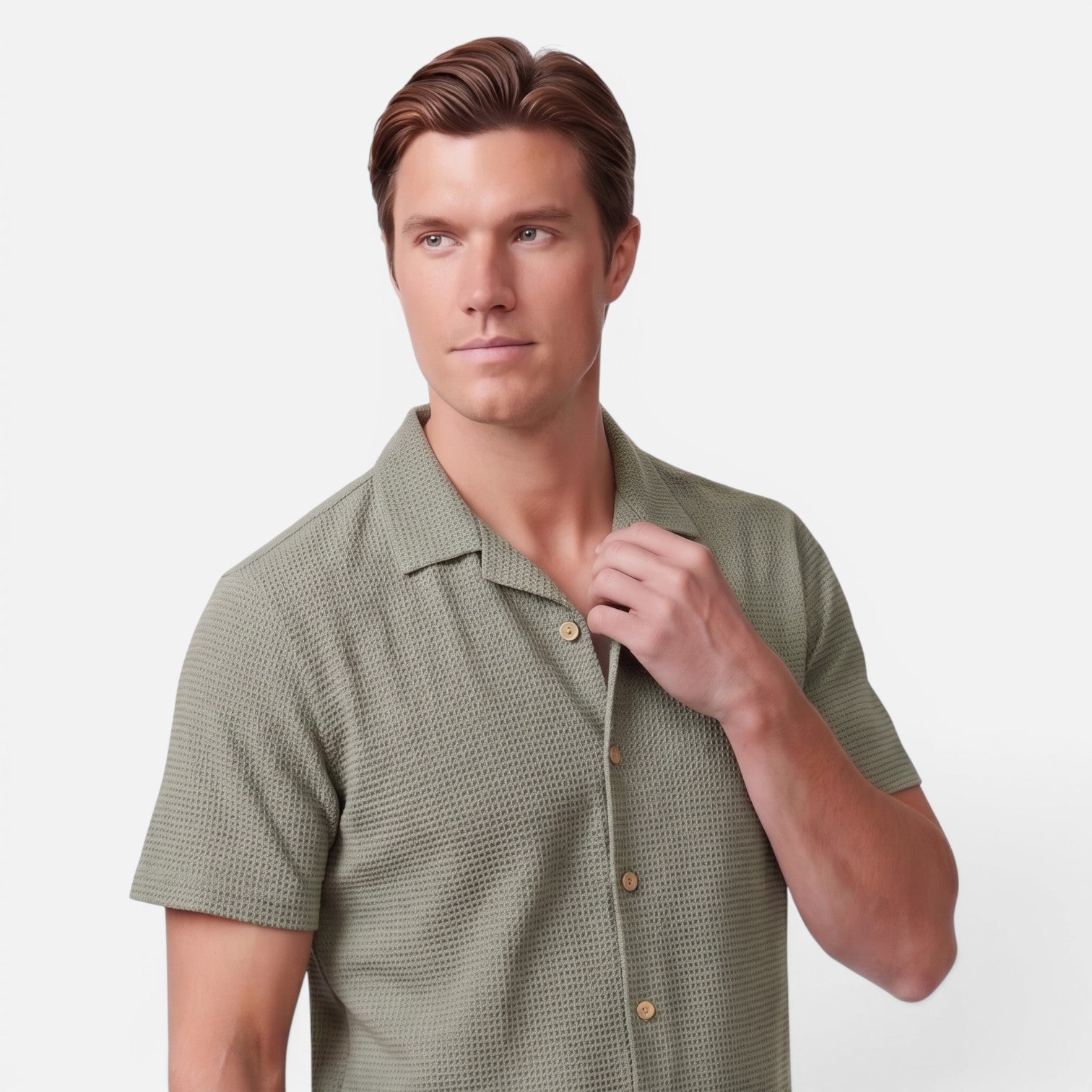 Vellouran | Men's Summer Set - Waffle Knit Textured Shirt and Short Pants