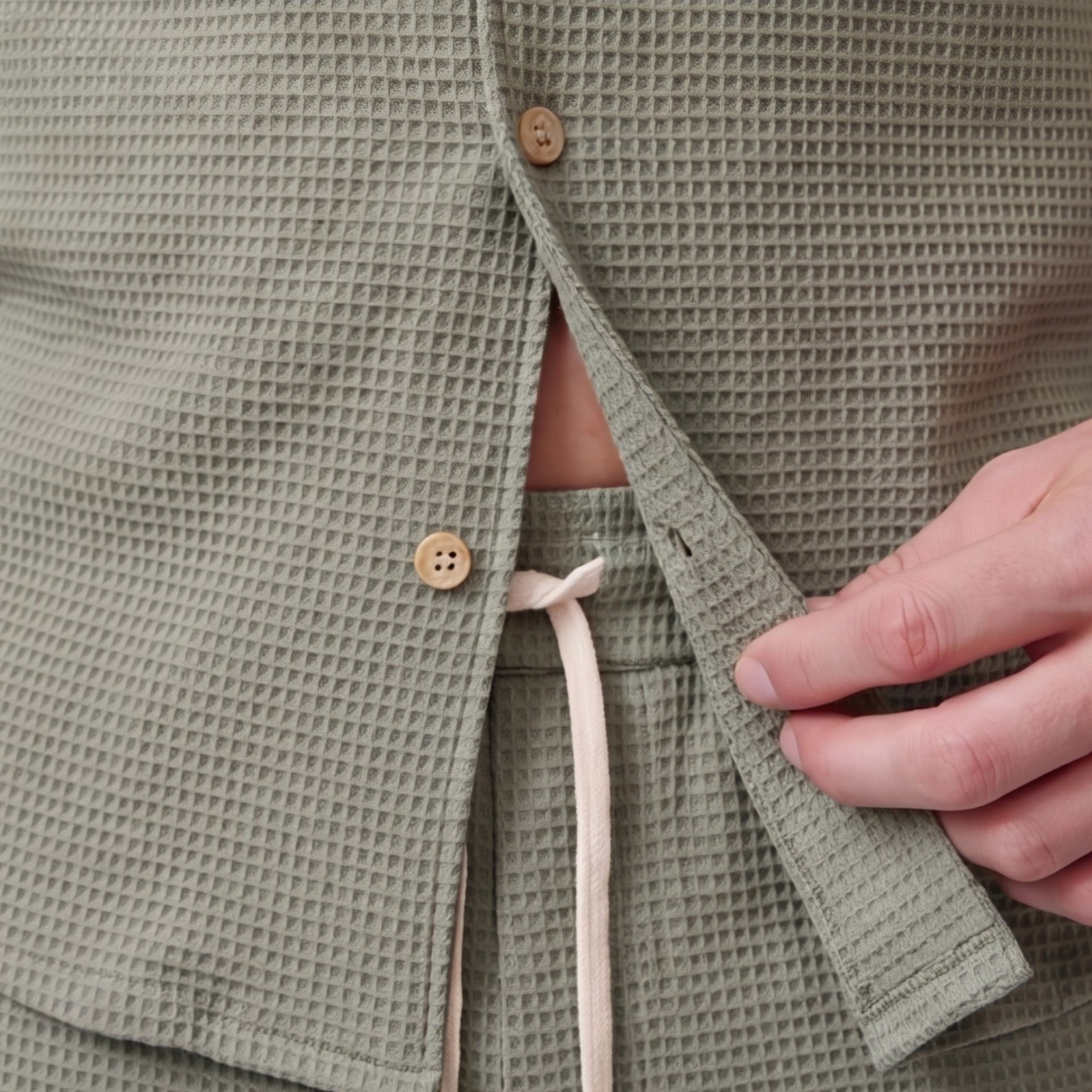 Vellouran | Men's Summer Set - Waffle Knit Textured Shirt and Short Pants