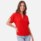 Vellouran | Women’s Chiffon Style V Neck Blouse for Summer