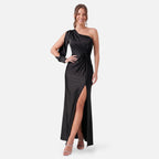 Vellouran | Women’s Overlay Evening Maxi Dress with Side Split