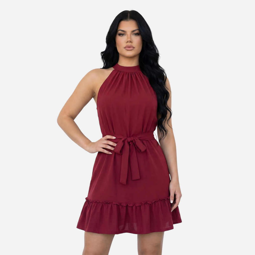 Vellouran | Women’s Halter Mini Dress – Elegant Summer Wear