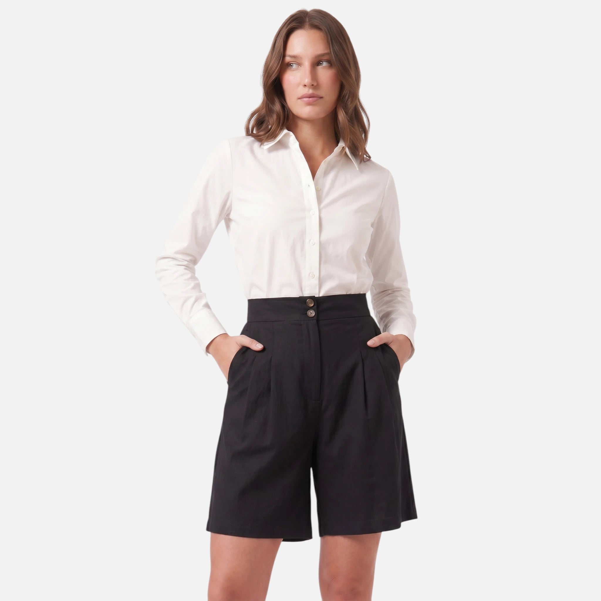 Vellouran | Women’s High Waisted Bermuda Shorts for Smart Casual