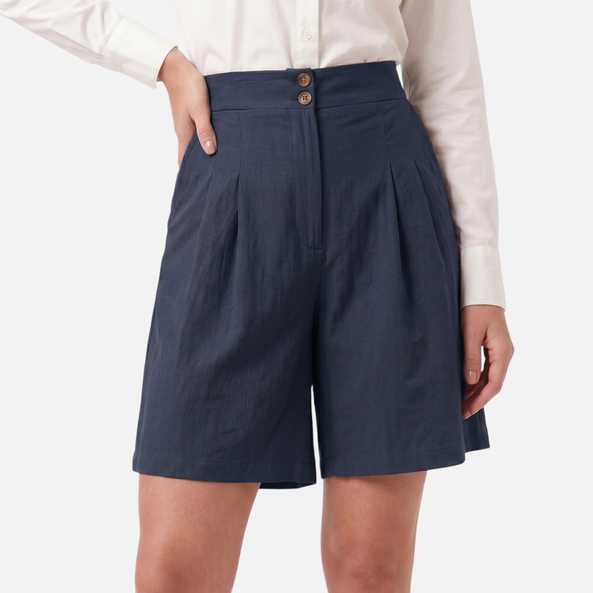 Vellouran | Women’s High Waisted Bermuda Shorts for Smart Casual