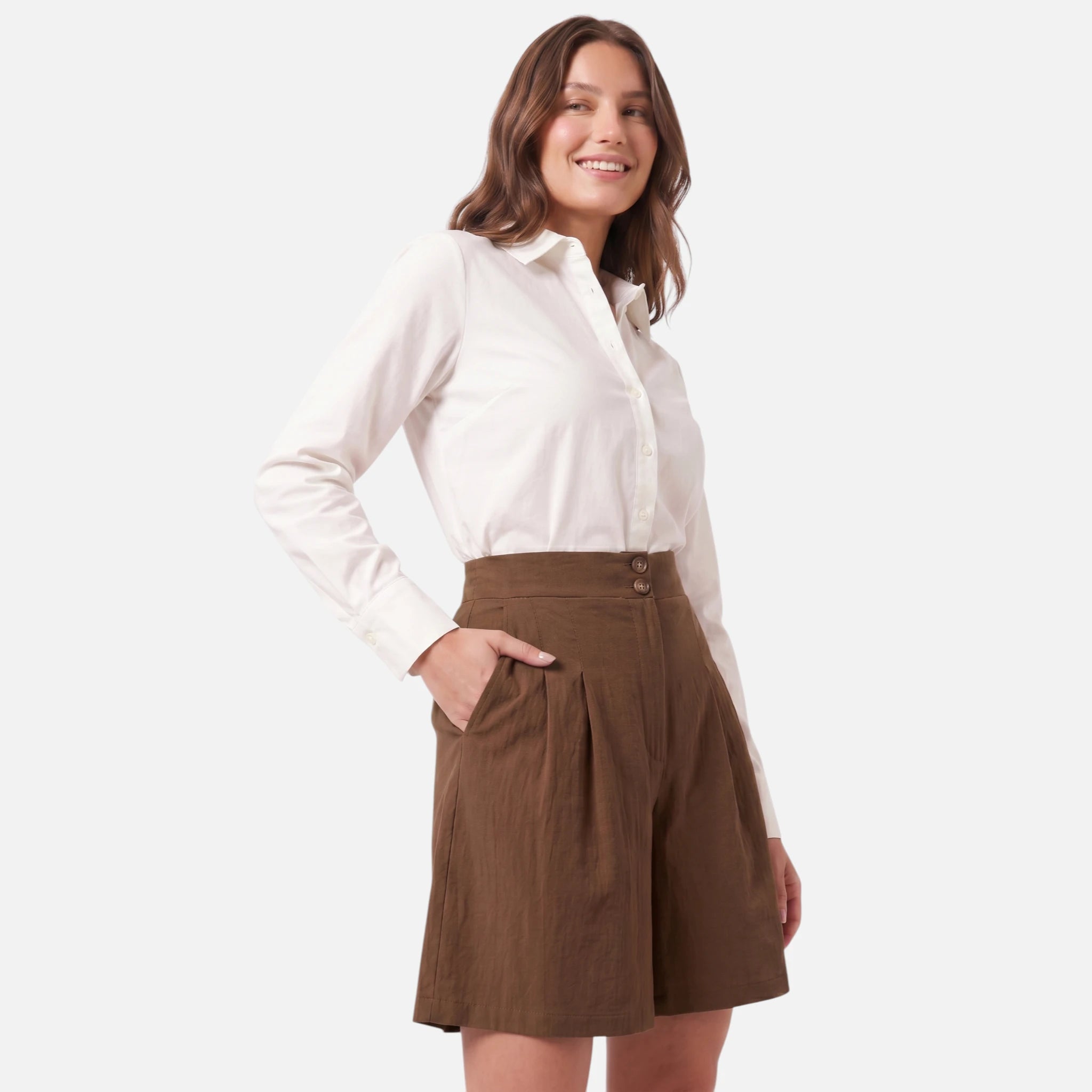 Vellouran | Women’s High Waisted Bermuda Shorts for Smart Casual