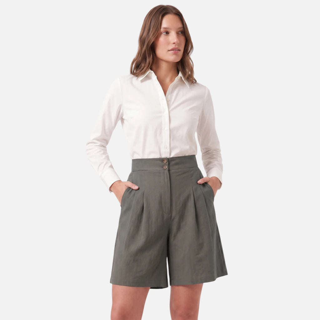 Vellouran | Women’s High Waisted Bermuda Shorts for Smart Casual