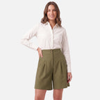 Vellouran | Women’s High Waisted Bermuda Shorts for Smart Casual
