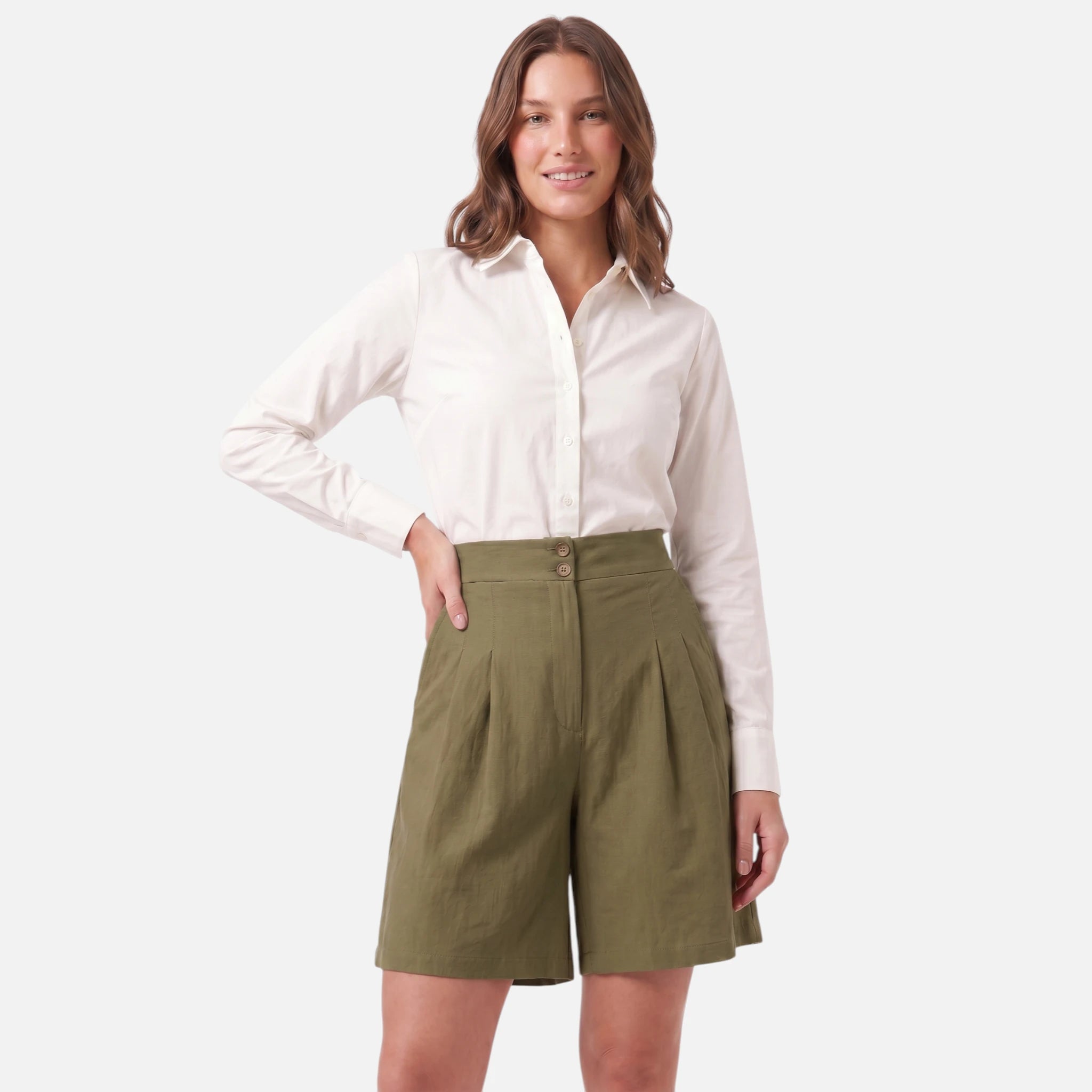 Vellouran | Women’s High Waisted Bermuda Shorts for Smart Casual