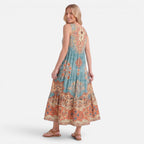 Vellouran | Women’s Sleeveless Tiered Midi Dress for Vacation Wear