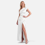 Vellouran | Women's One Shoulder Maxi Dress - High Slit Formal Evening Gown