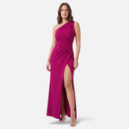 Vellouran | Women's One Shoulder Maxi Dress - High Slit Formal Evening Gown