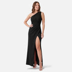 Vellouran | Women's One Shoulder Maxi Dress - High Slit Formal Evening Gown