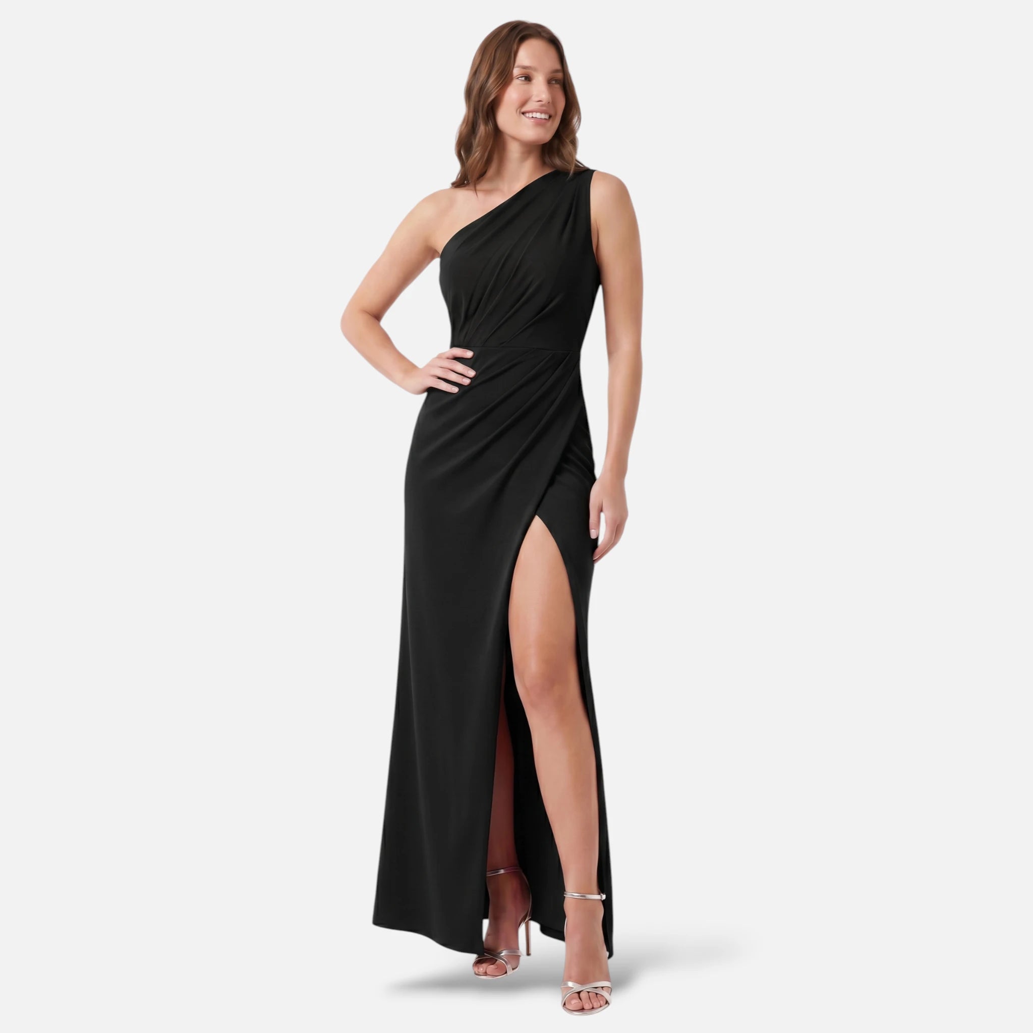 Vellouran | Women's One Shoulder Maxi Dress - High Slit Formal Evening Gown