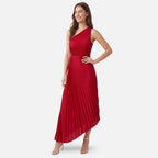 Vellouran | Women’s One Shoulder Pleated Midi Dress for Occasions