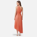 Vellouran | Women’s One Shoulder Pleated Midi Dress for Occasions