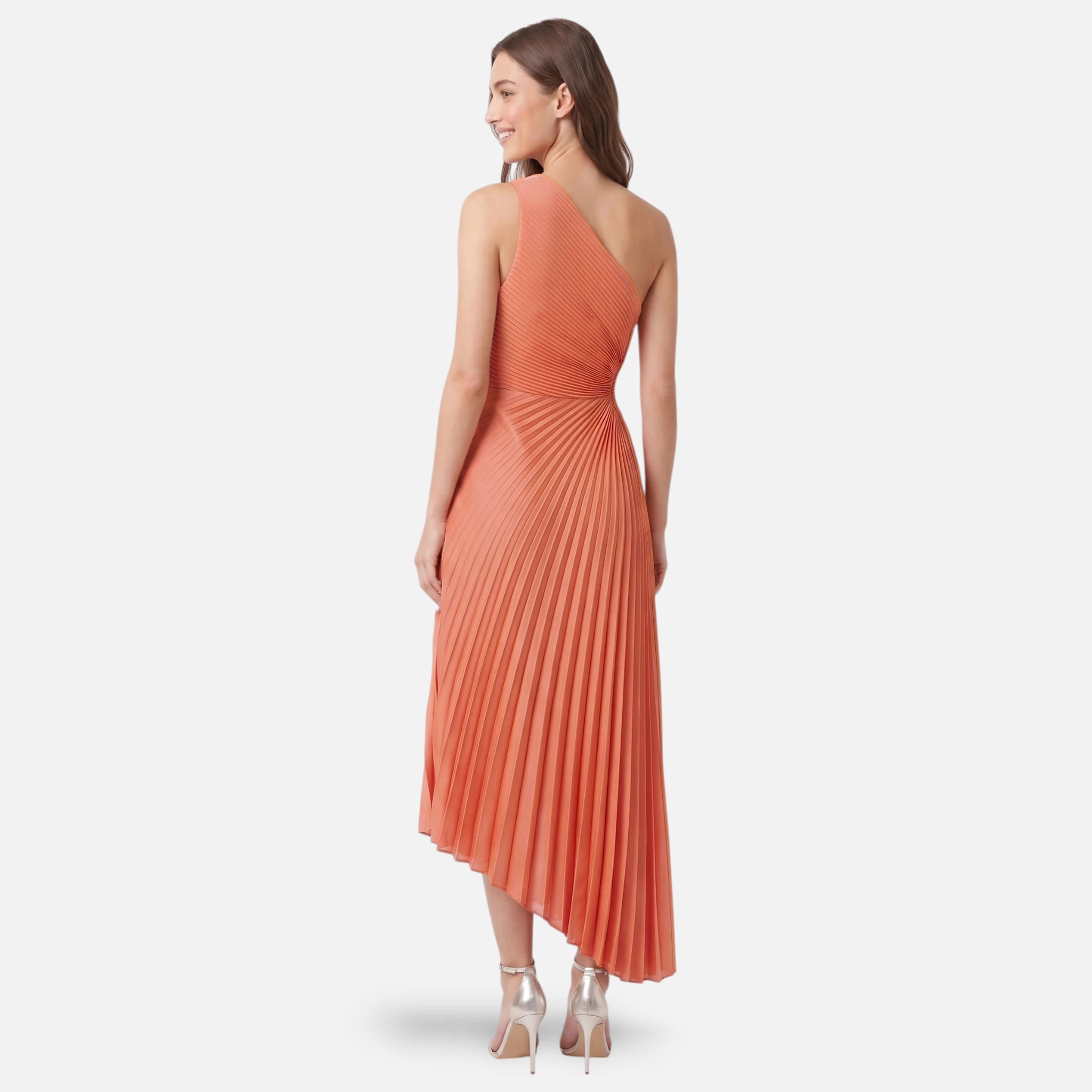 Vellouran | Women’s One Shoulder Pleated Midi Dress for Occasions