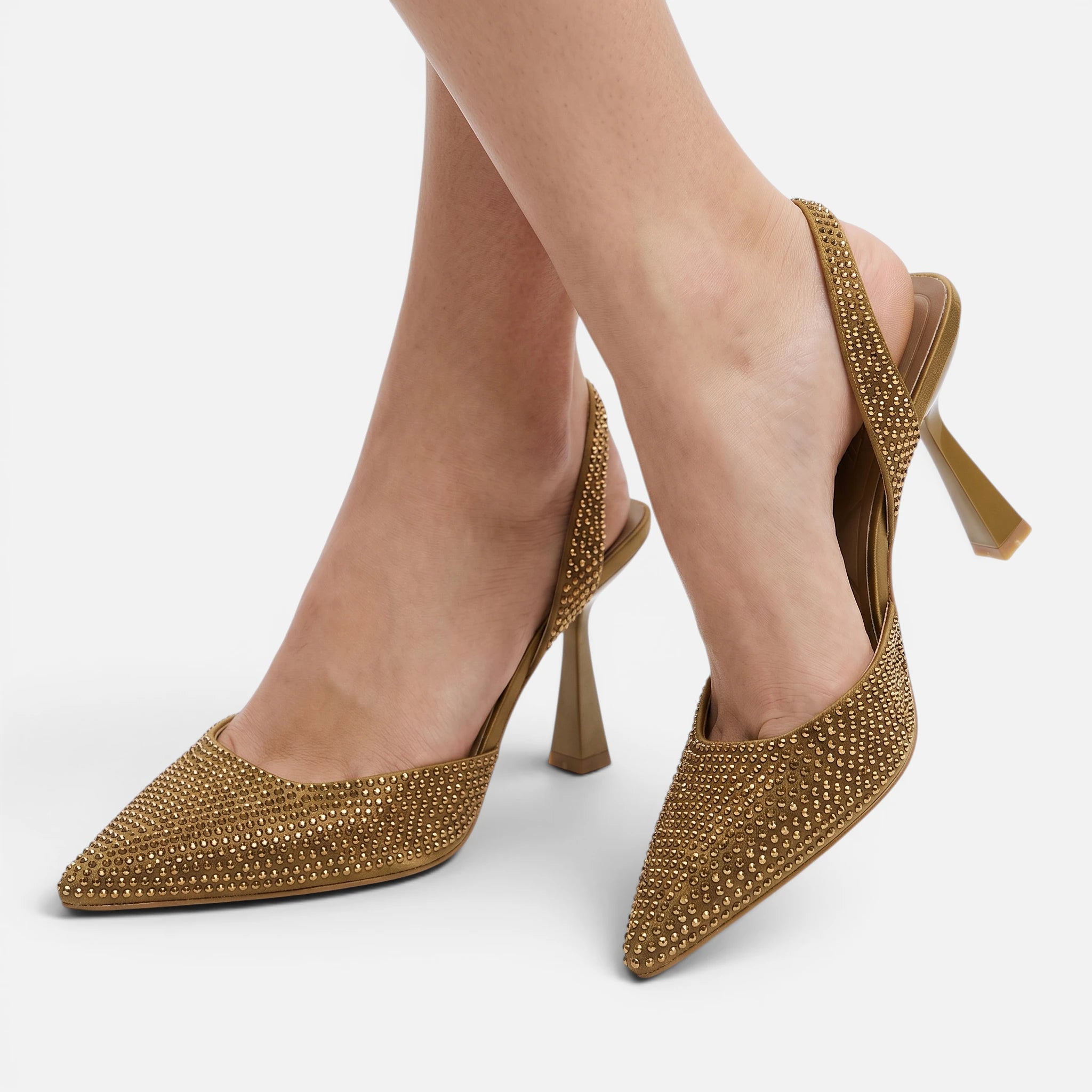 Vellouran | Women's Pointed-Toe Slingback Heels with Embellished Upper