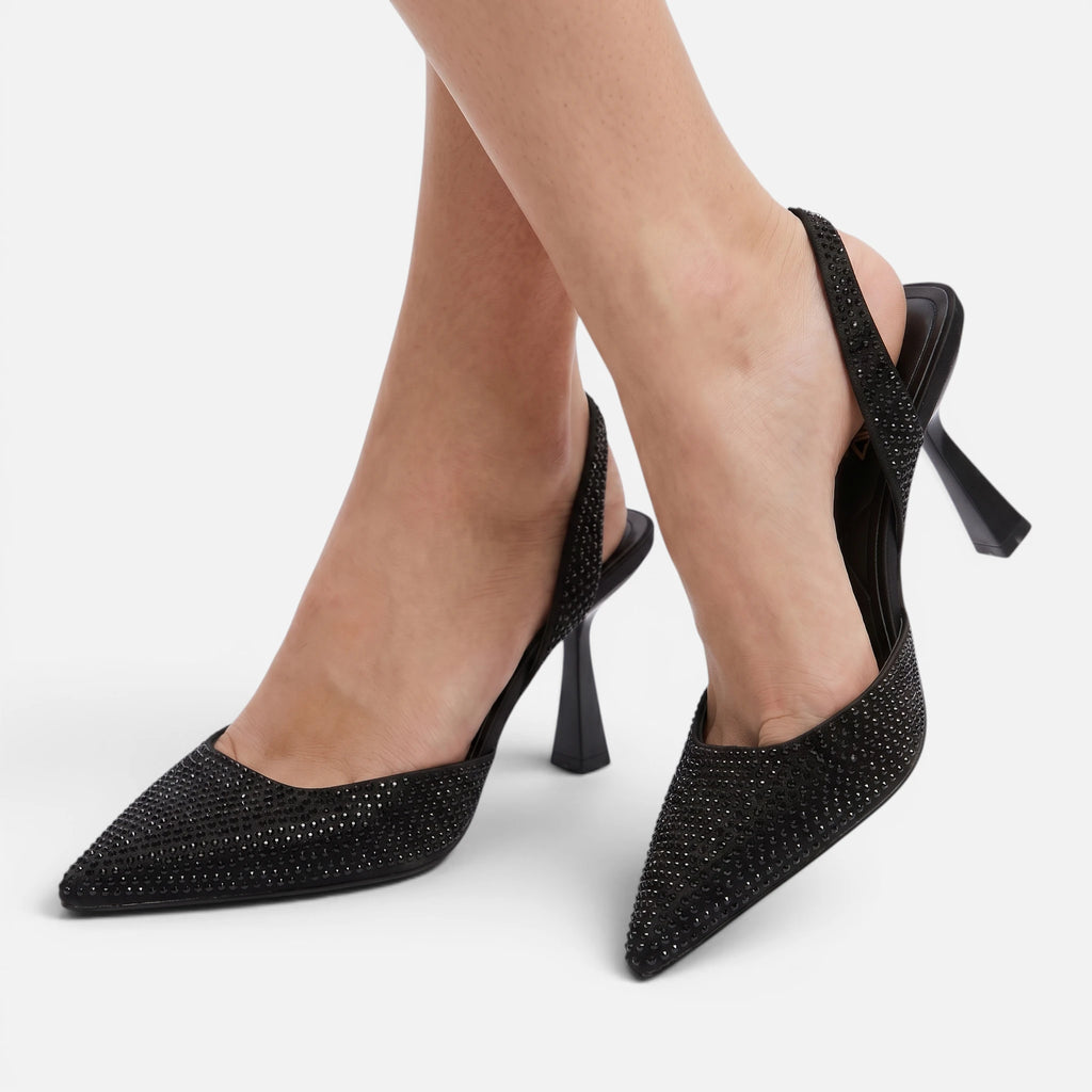 Vellouran | Women's Pointed-Toe Slingback Heels with Embellished Upper