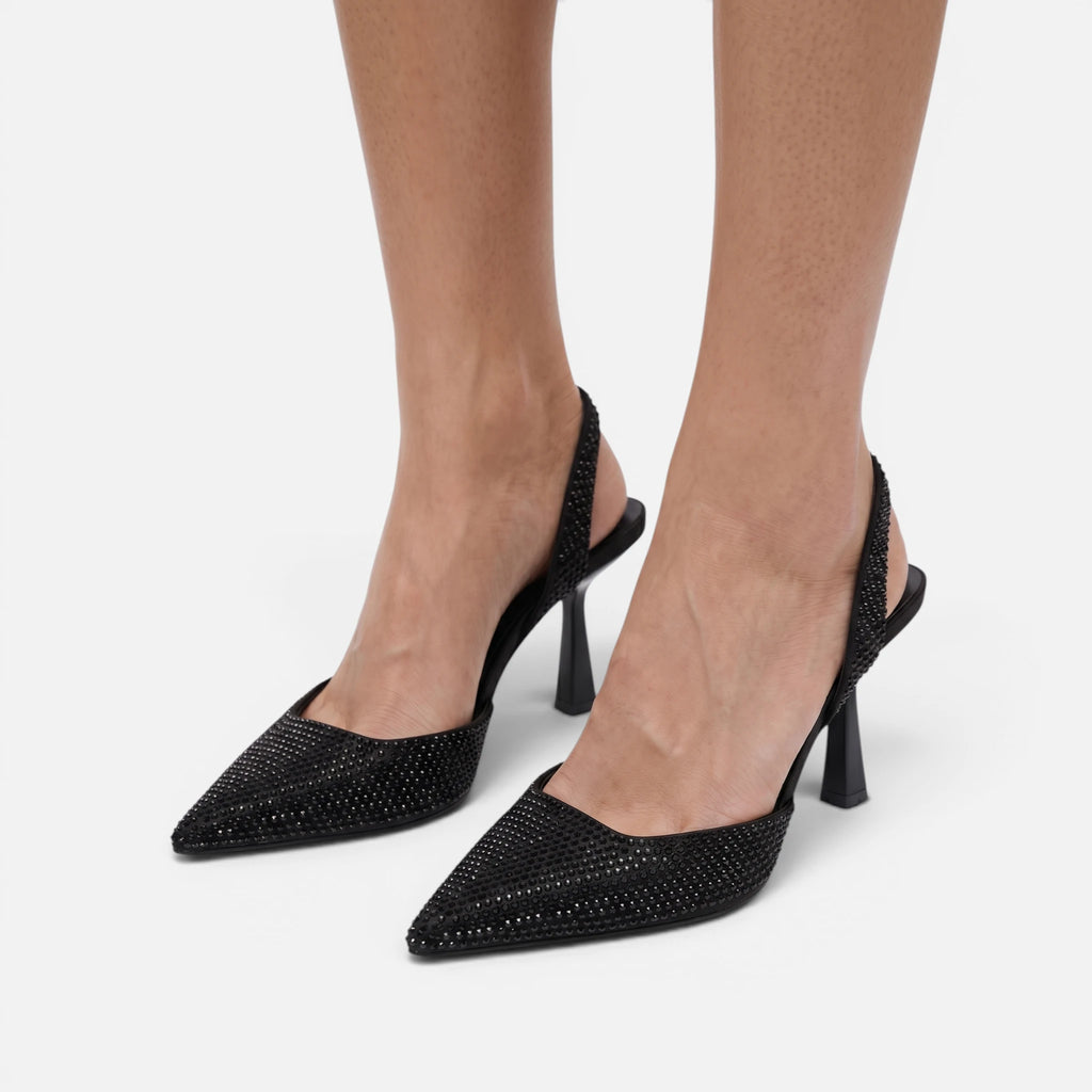 Vellouran | Women's Pointed-Toe Slingback Heels with Embellished Upper
