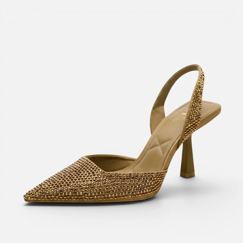Vellouran | Women's Pointed-Toe Slingback Heels with Embellished Upper