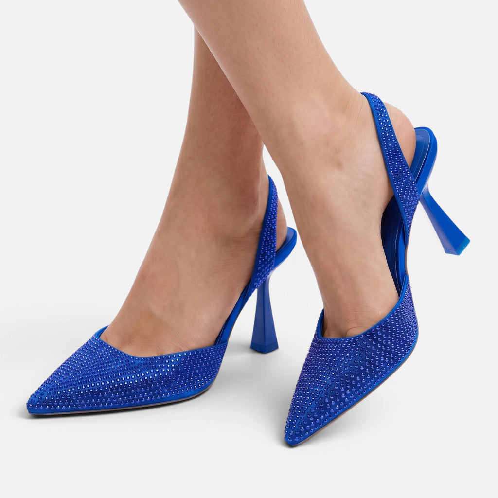 Vellouran | Women's Pointed-Toe Slingback Heels with Embellished Upper