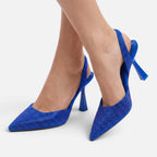 Vellouran | Women's Pointed-Toe Slingback Heels with Embellished Upper