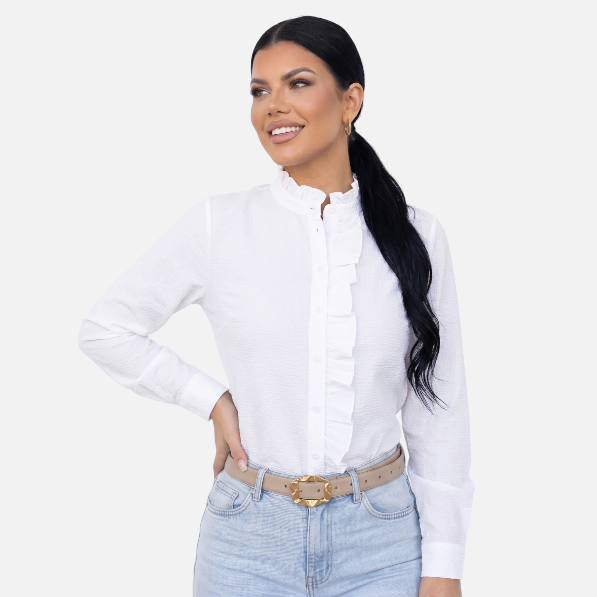 Vellouran | Women’s Ruffled Button-Up Blouse