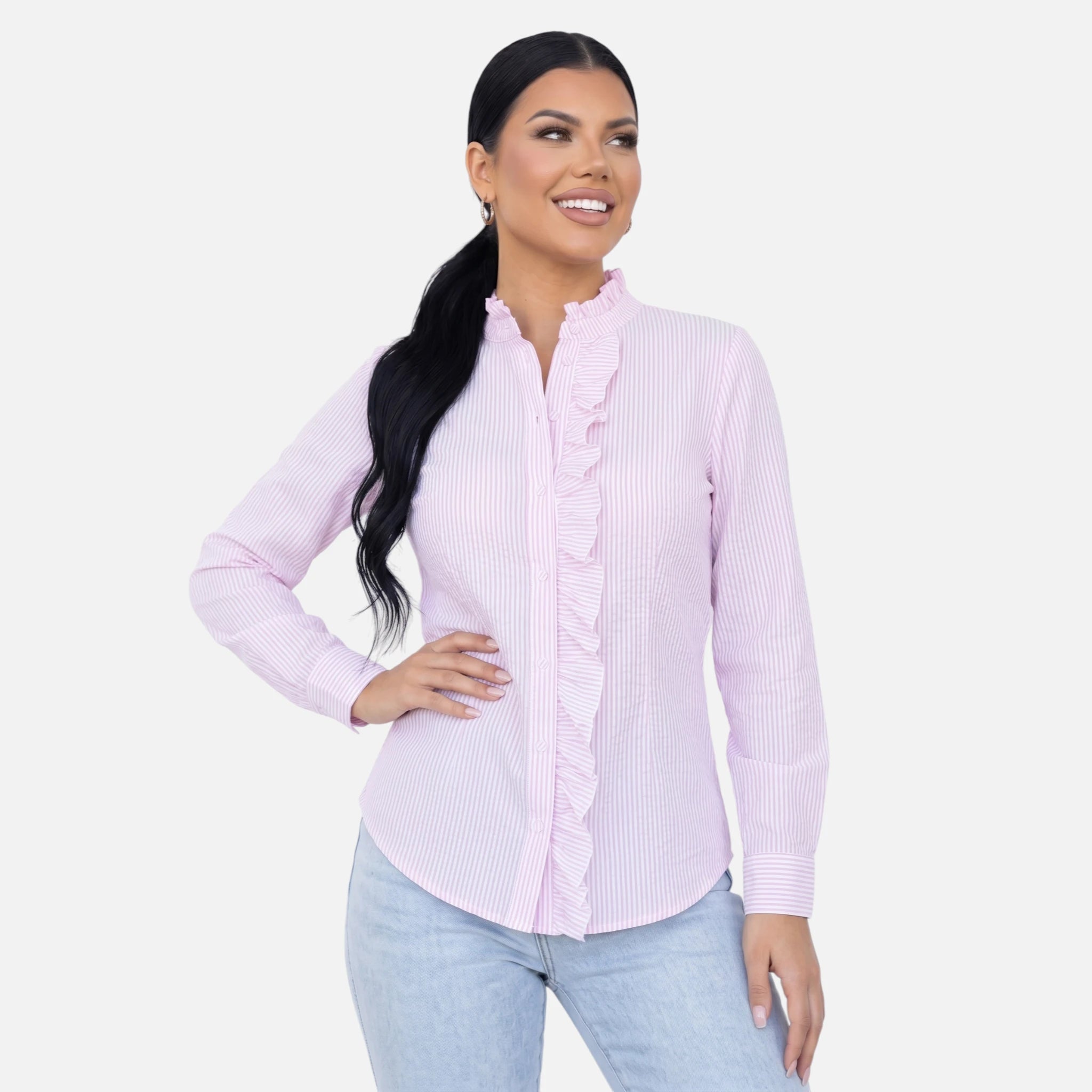 Vellouran | Women’s Ruffled Button-Up Blouse