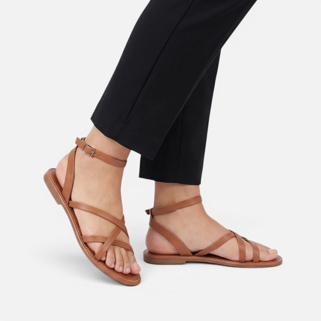 Vellouran | Women’s Minimalist Flat Sandals with Ankle Strap