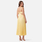 Vellouran | Women’s Satin Style Pleated Midi Dress for Occasions