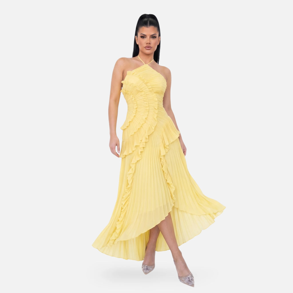 Vellouran | Women’s Halter Ruffled Maxi Dress