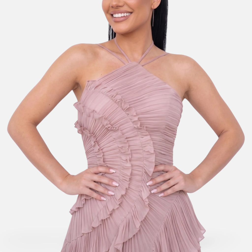 Vellouran | Women’s Halter Ruffled Maxi Dress