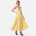 Vellouran | Women's Strapless Midi Dress - Sculpted Bodice and Voluminous Skirt