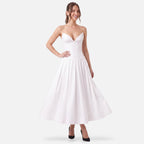 Vellouran | Women's Strapless Midi Dress - Sculpted Bodice and Voluminous Skirt