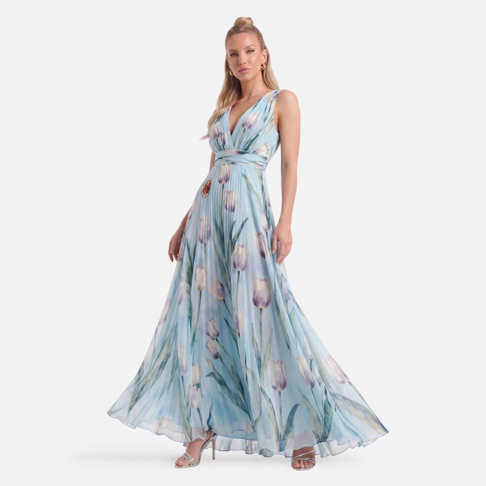 Vellouran | Women's Tulip Print Wedding Guest Dress