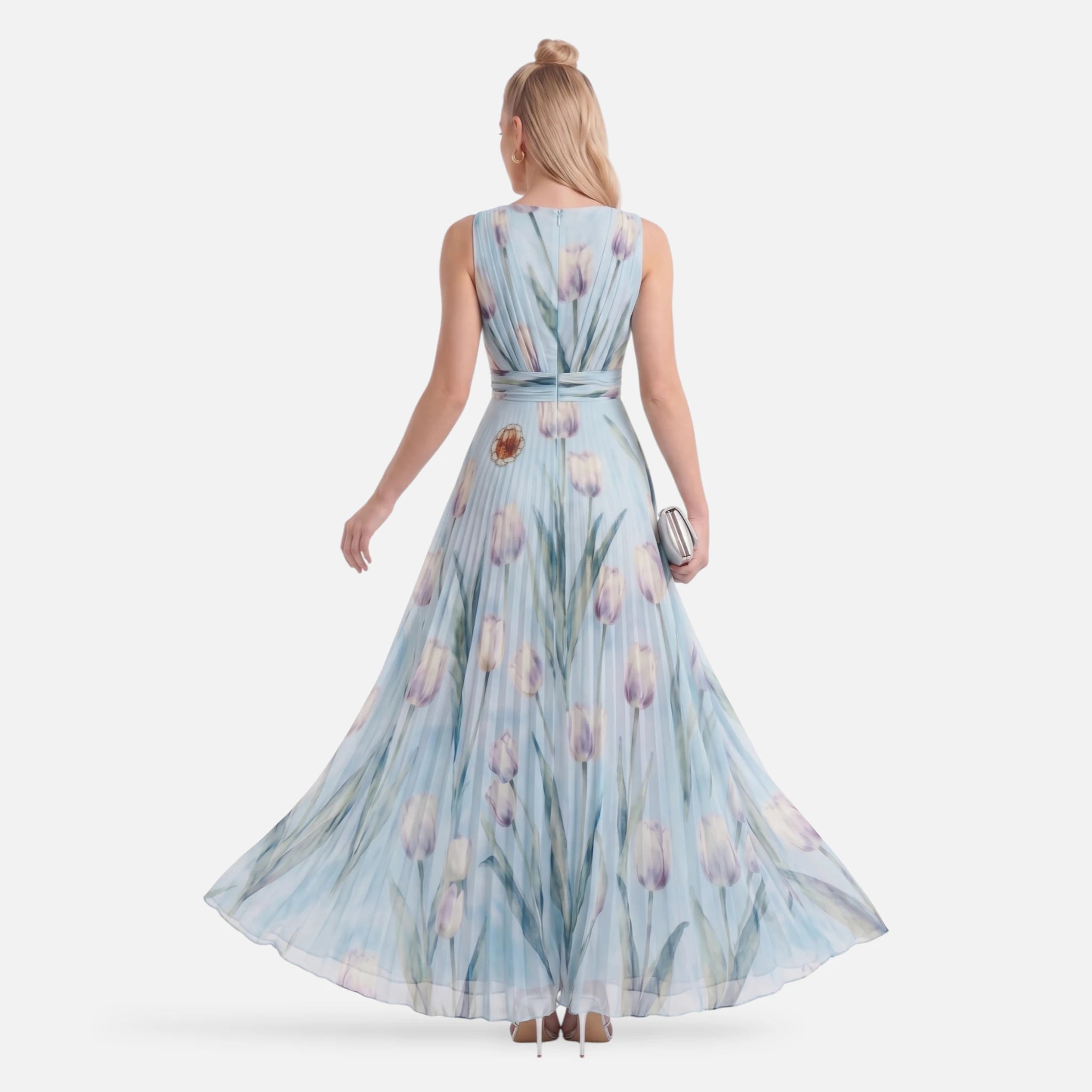 Vellouran | Women's Tulip Print Wedding Guest Dress